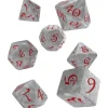 Dice>Q-Workshop Classic RPG Dice Set Pearl with Red Numbers (7 Piece Polyhedral Set) - Your Source for Gaming Essentials