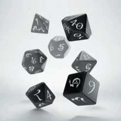 Dice>Q-Workshop Classic RPG Dice Set Black with White Etches (7 Piece Set) - Your Source for Gaming Essentials