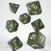Dice>Q-Workshop Classic RPG Dice Set - Olive with White (7 Pieces) - Your Source for Gaming Essentials