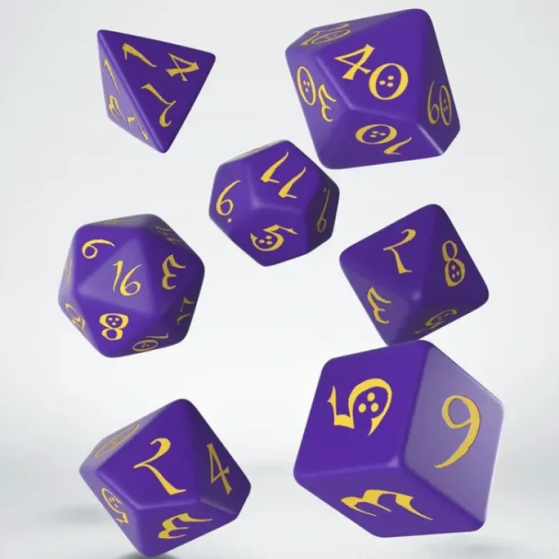 Dice>Q-Workshop Classic RPG Dice Set - Purple with Yellow (7 Pieces) - Your Source for Gaming Essentials