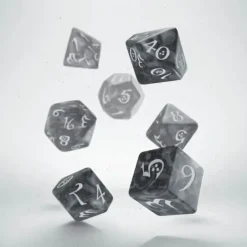 Dice>Q-Workshop Classic RPG Dice Set Smoky with White Etches (7 Piece Set) - Your Source for Gaming Essentials