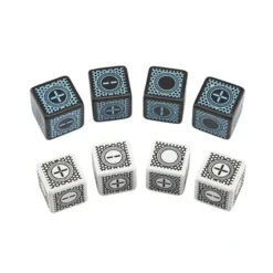 Dice>Q-Workshop D6 Cyberfudge Dice (8 Pieces)- 4 D6 Black with Blue + 4 Random Colors - Your Source for Gaming Essentials