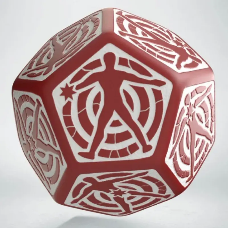 Dice>Q-Workshop D12 Hit Location Dice - Red with White (1 Die) - Your Source for Gaming Essentials