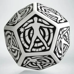 Dice>Q-Workshop D12 Hit Location Dice - White with Black (1 Die) - Your Source for Gaming Essentials