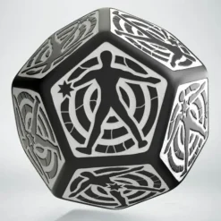 Dice>Q-Workshop D12 Hit Location Dice - Black with White (1 Die) - Your Source for Gaming Essentials