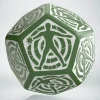 Dice>Q-Workshop D12 Hit Location Dice - Green with White (1 Die) - Your Source for Gaming Essentials