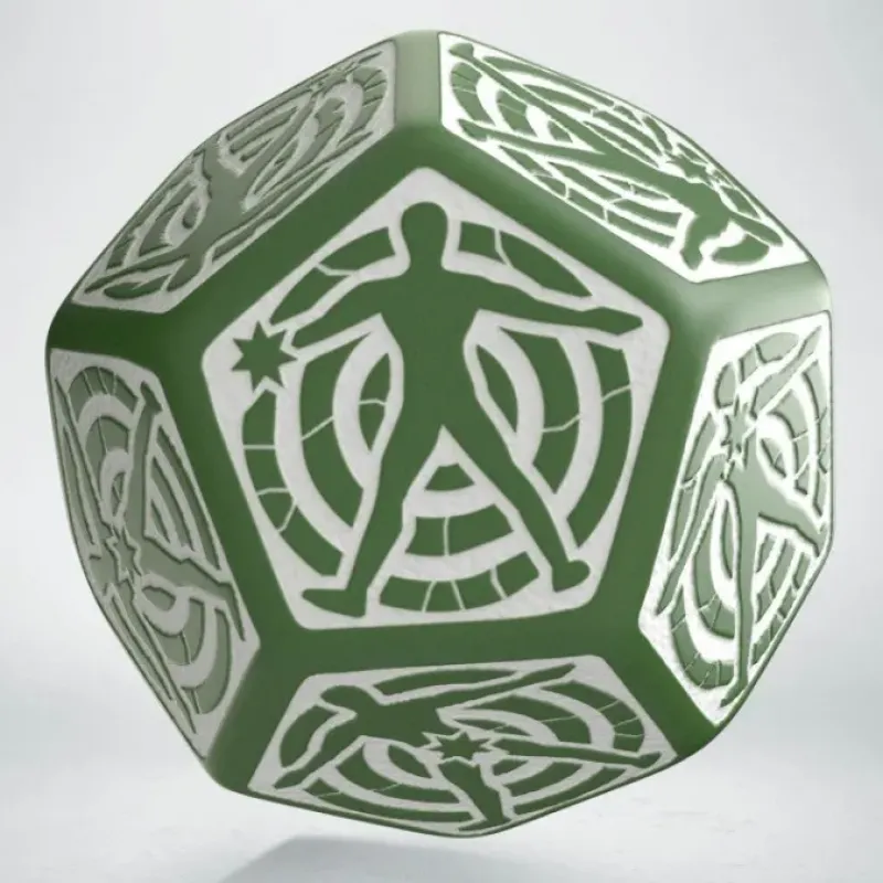 Dice>Q-Workshop D12 Hit Location Dice - Green with White (1 Die) - Your Source for Gaming Essentials