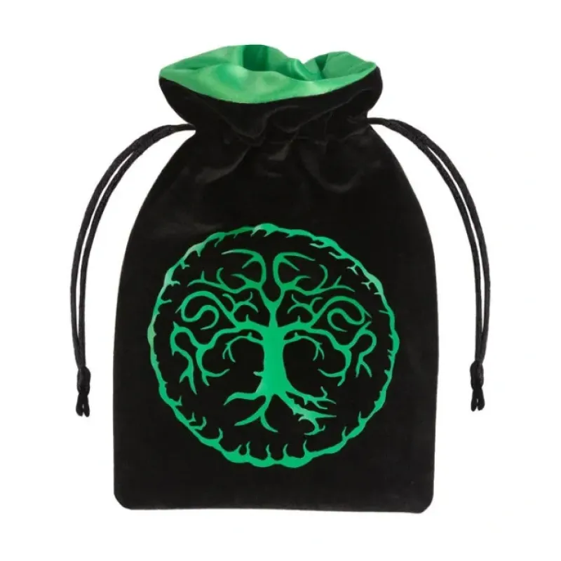 Dice>Q-Workshop Dice Bag - Forest Black and Green Velour - Your Source for Gaming Essentials