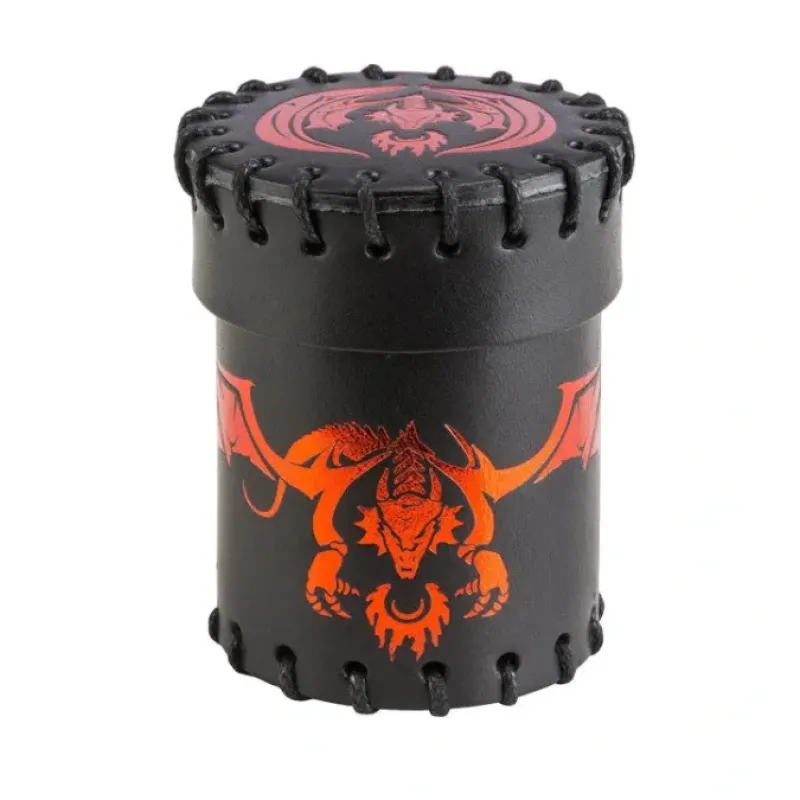 Dice>Q-Workshop Dice Cup - Flying Dragon Black with Red Leather - Your Source for Gaming Essentials