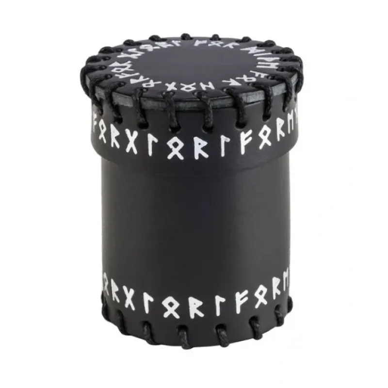 Dice>Q-Workshop Dice Cup - Runic Black Leather - Your Source for Gaming Essentials