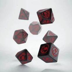 Dice>Q-Workshop Dragons Dice Set Black with Red Etches (7 Piece Set) - Your Source for Gaming Essentials