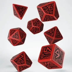 Dice>Q-Workshop Dwarven Dice Set Red with Black Etches (7 Piece Set) - Your Source for Gaming Essentials