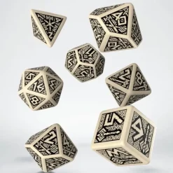 Dice>Q-Workshop Dwarven Dice Set Beige with Black Etches (7 Piece Set) - Your Source for Gaming Essentials