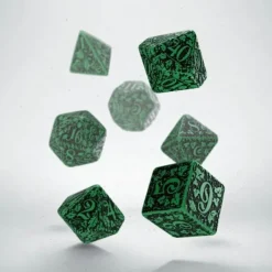 Dice>Q-Workshop Forest Dice Set 3D Green with Black Etches (7 Piece Set) - Your Source for Gaming Essentials