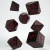 Dice>Q-Workshop Polyhedral Runic Dice Set - Black with Red Etches (7 Piece Set) - Your Source for Gaming Essentials