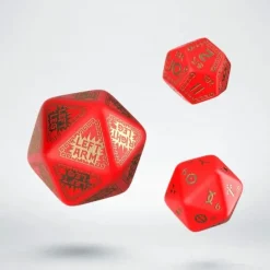 Dice>Q-Workshop RuneQuest Red & Gold Expansion Dice (3)-d20 Hit,d20 Random,d12 Strike - Your Source for Gaming Essentials
