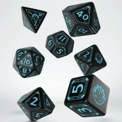 Dice>Q-Workshop Starfinder Dice Set Black with Teal Etches (7 Piece Set) - Your Source for Gaming Essentials