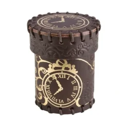 Dice>Q-Workshop Steampunk Brown & Golden Leather Dice Cup - Your Source for Gaming Essentials