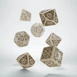 Dice>Q-Workshop Steampunk Clockwork Dice Set Beige with Brown Etches (7 Piece Set) - Your Source for Gaming Essentials