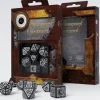Dice>Q-Workshop Steampunk Clockwork Dice Set Black with White Etches (7 Piece Set) - Your Source for Gaming Essentials