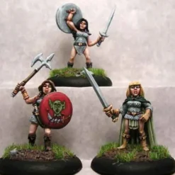 Tabletop Miniatures>Ral Partha Dwarf Shield Maidens (3 Pieces) #01-183 Unpainted RPG Metal Figure - Your Source for Gaming Essentials