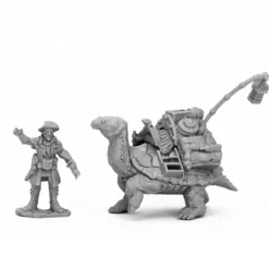 Tabletop Miniatures>Reaper Miniatures Dreadmere Tortoise & Drayman #44053 Bones Black Plastic Figure - Your Source for Gaming Essentials