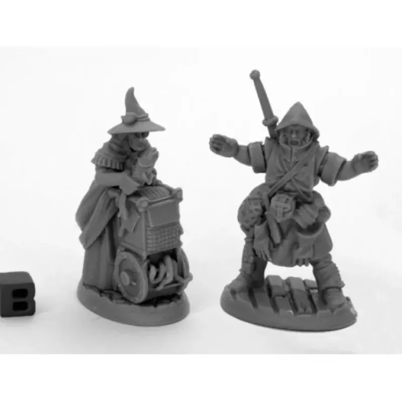 Tabletop Miniatures>Reaper Miniatures Dreadmere Townsfolk: Fishmongers (2) 44035 Bones Black Plastic - Your Source for Gaming Essentials