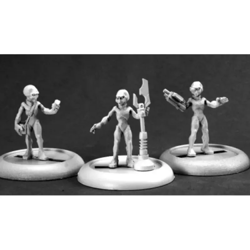 Tabletop Miniatures>Reaper Miniatures Gray Aliens (3) #50243 Chronoscope Metal Unpainted Mini Figure - Your Source for Gaming Essentials
