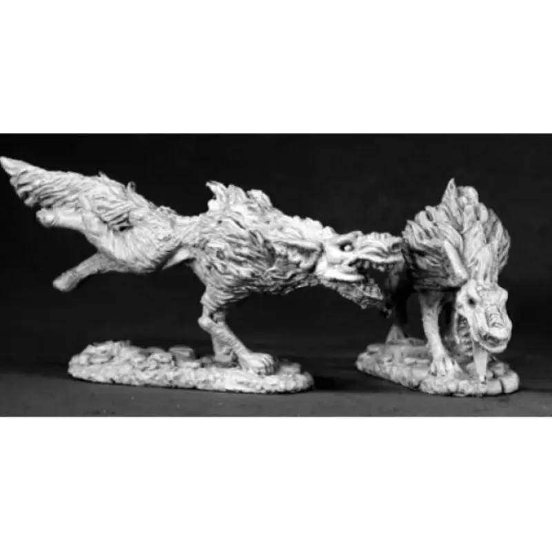 Tabletop Miniatures>Reaper Miniatures Hell Hounds (2 Pieces) #02522 Dark Heaven Unpainted Metal - Your Source for Gaming Essentials
