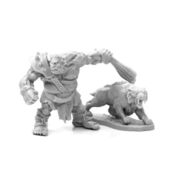 Tabletop Miniatures>Reaper Miniatures Hill Giant Hunter and Dire Lion #77939 Unpainted Bones Plastic - Your Source for Gaming Essentials