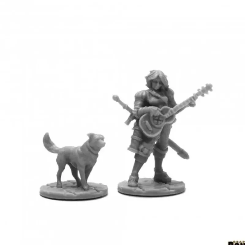 Tabletop Miniatures>Reaper Miniatures Isobael The Bard and Rufus #44114 Unpainted Plastic Figure - Your Source for Gaming Essentials