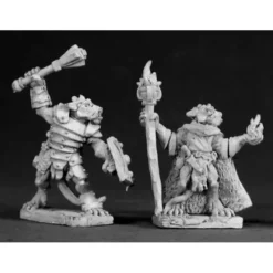 Tabletop Miniatures>Reaper Miniatures Kobold Leader and Sorcerer #03024 Dark Heaven Unpainted Metal - Your Source for Gaming Essentials