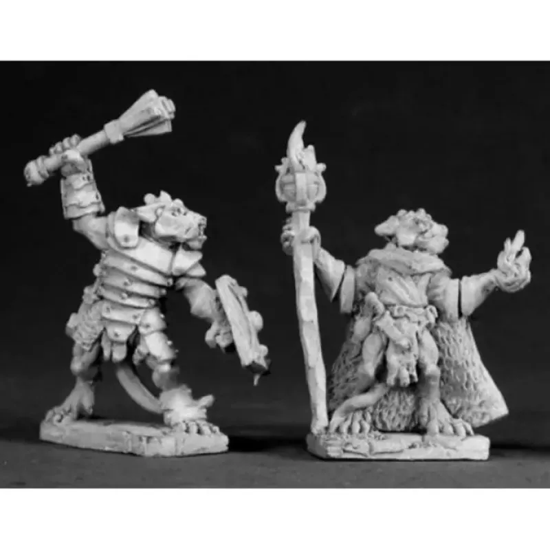 Tabletop Miniatures>Reaper Miniatures Kobold Leader and Sorcerer #03024 Dark Heaven Unpainted Metal - Your Source for Gaming Essentials