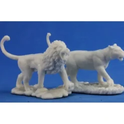 Tabletop Miniatures>Reaper Miniatures Lions(2) #77341 Bones Unpainted Plastic D&D RPG Mini Figure - Your Source for Gaming Essentials