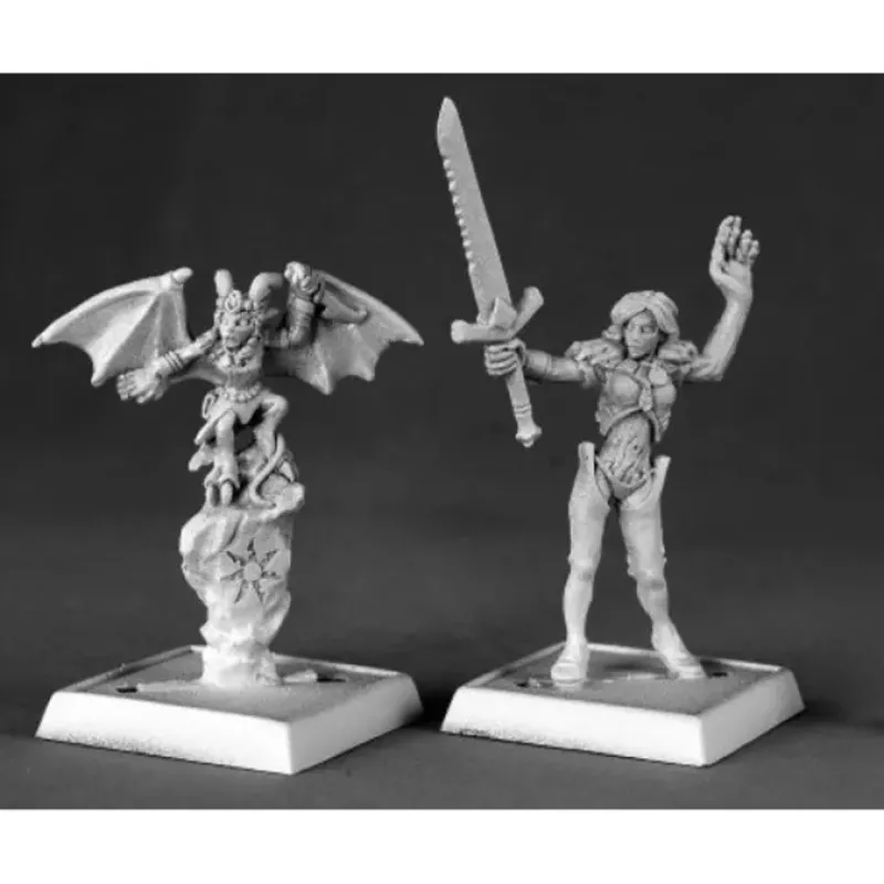 Tabletop Miniatures>Reaper Miniatures Nualia and Elyrium #60012 Pathfinder Miniatures Unpainted Mini - Your Source for Gaming Essentials