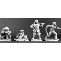 Tabletop Miniatures>Reaper Miniatures Townsfolk IV (4 Pieces) #02677 Dark Heaven Unpainted Metal - Your Source for Gaming Essentials