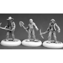 Tabletop Miniatures-Reaper Miniatures Zombie Miners (3) #50317 Chronoscope Unpainted RPG Mini Figure - Your Source for Gaming Essentials