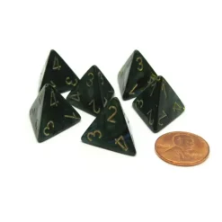 Dice>Scarab 18mm 4 Sided D4 Chessex Dice, 6 Pieces - Jade with Gold - Your Source for Gaming Essentials