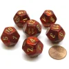 Dice>Scarab 18mm 12 Sided D12 Chessex Dice, 6 Pieces - Scarlet with Gold - Your Source for Gaming Essentials