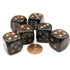 Dice>Scarab 20mm Big D6 Chessex Dice, 6 Pieces - Blue Blood with Gold Pips - Your Source for Gaming Essentials