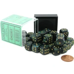 Dice>Scarab 12mm D6 Chessex Dice Block (36 Dice) - Jade with Gold Pips - Your Source for Gaming Essentials