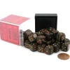 Dice>Scarab 12mm D6 Chessex Dice Block (36 Dice) - Blue Blood with Gold Pips - Your Source for Gaming Essentials