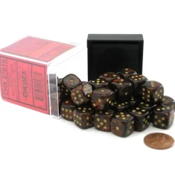 Dice>Scarab 12mm D6 Chessex Dice Block (36 Dice) - Blue Blood with Gold Pips - Your Source for Gaming Essentials