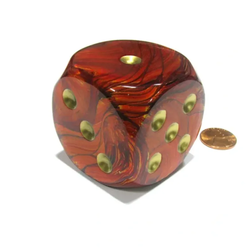 Dice>Scarab 50mm Huge Large D6 Chessex Dice, 1 Piece - Scarlet with Gold Pips - Your Source for Gaming Essentials