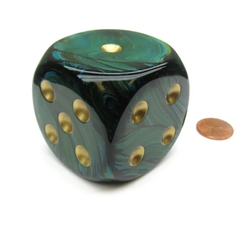 Dice>Scarab 50mm Huge Large D6 Chessex Dice, 1 Piece - Jade with Gold Pips - Your Source for Gaming Essentials