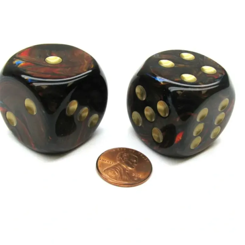 Dice>Scarab 30mm Large D6 Chessex Dice, 2 Pieces - Blue Blood with Gold Pips - Your Source for Gaming Essentials