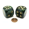 Dice>Scarab 30mm Large D6 Chessex Dice, 2 Pieces - Jade with Gold Numbers - Your Source for Gaming Essentials