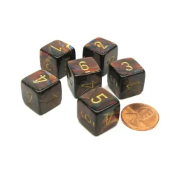 Dice>Scarab 15mm 6-Sided D6 Numbered Chessex Dice, 6 Pieces - Blue Blood with Gold - Your Source for Gaming Essentials