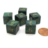 Dice>Scarab 15mm 6-Sided D6 Numbered Chessex Dice, 6 Pieces - Jade with Gold Numbers - Your Source for Gaming Essentials