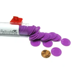 Cards-Set of 50 7/8" Easy Stacking Plastic Mini Playing Poker Chips - Purple - Your Source for Gaming Essentials
